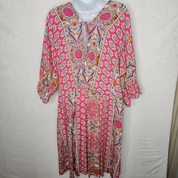 Vibrant Pink Paisley Midi Dress Cover Up - Picture 7 of 14